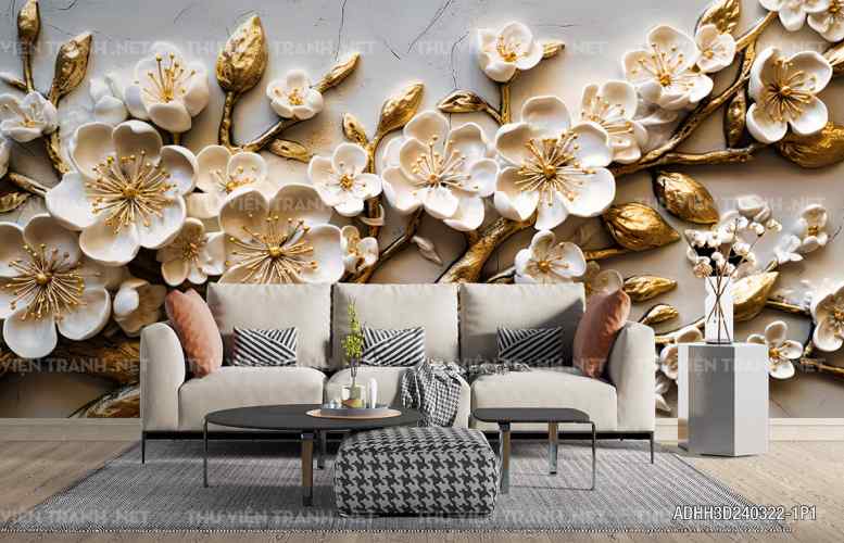 Tranh dán tường Hoa 3D- ADHH3D240322-1P1 - Kết quả tìm kiếm tranh tường
